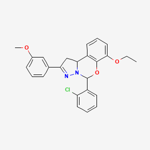 molecular formula C25H23ClN2O3 B11206475 5-(2-Chlorophenyl)-7-ethoxy-2-(3-methoxyphenyl)-1,10b-dihydropyrazolo[1,5-c][1,3]benzoxazine 