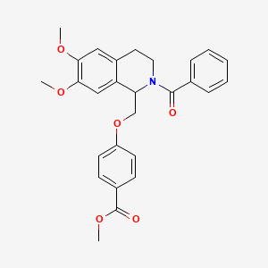 molecular formula C27H27NO6 B11206478 Methyl 4-((2-benzoyl-6,7-dimethoxy-1,2,3,4-tetrahydroisoquinolin-1-yl)methoxy)benzoate 