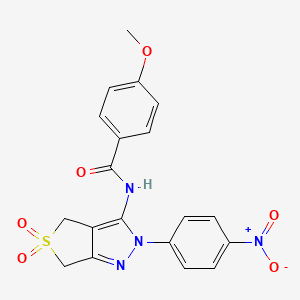 molecular formula C19H16N4O6S B11206491 4-methoxy-N-[2-(4-nitrophenyl)-5,5-dioxo-4,6-dihydrothieno[3,4-c]pyrazol-3-yl]benzamide 