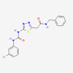 N-benzyl-2-[(5Z)-5-{[(3-chlorophenyl)carbamoyl]imino}-4,5-dihydro-1,3,4-thiadiazol-2-yl]acetamide