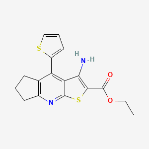 molecular formula C17H16N2O2S2 B11206534 Ethyl 3-amino-4-(2-thienyl)-6,7-dihydro-5H-cyclopenta[B]thieno[3,2-E]pyridine-2-carboxylate 