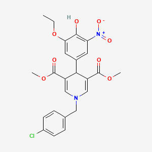 molecular formula C24H23ClN2O8 B11206571 Dimethyl 1-(4-chlorobenzyl)-4-(3-ethoxy-4-hydroxy-5-nitrophenyl)-1,4-dihydropyridine-3,5-dicarboxylate 