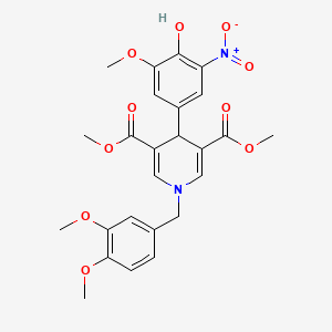 molecular formula C25H26N2O10 B11206650 Dimethyl 1-(3,4-dimethoxybenzyl)-4-(4-hydroxy-3-methoxy-5-nitrophenyl)-1,4-dihydropyridine-3,5-dicarboxylate 