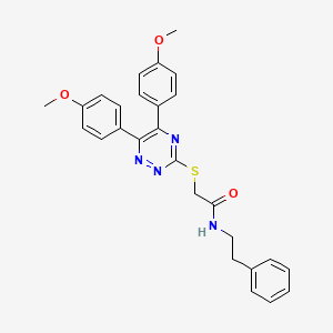 molecular formula C27H26N4O3S B11206681 2-{[5,6-bis(4-methoxyphenyl)-1,2,4-triazin-3-yl]sulfanyl}-N-(2-phenylethyl)acetamide 