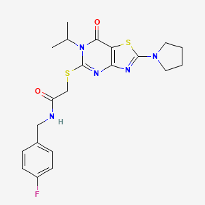 N-(4-fluorobenzyl)-2-{[7-oxo-6-(propan-2-yl)-2-(pyrrolidin-1-yl)-6,7-dihydro[1,3]thiazolo[4,5-d]pyrimidin-5-yl]sulfanyl}acetamide