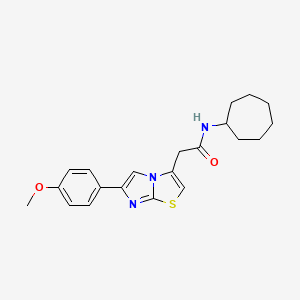 molecular formula C21H25N3O2S B11206698 N-cycloheptyl-2-(6-(4-methoxyphenyl)imidazo[2,1-b]thiazol-3-yl)acetamide 