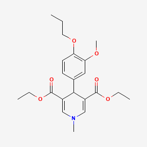 molecular formula C22H29NO6 B11206703 Diethyl 4-(3-methoxy-4-propoxyphenyl)-1-methyl-1,4-dihydropyridine-3,5-dicarboxylate 