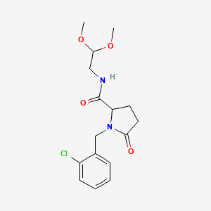 molecular formula C16H21ClN2O4 B11206712 1-[(2-chlorophenyl)methyl]-N-(2,2-dimethoxyethyl)-5-oxopyrrolidine-2-carboxamide CAS No. 1042363-85-8