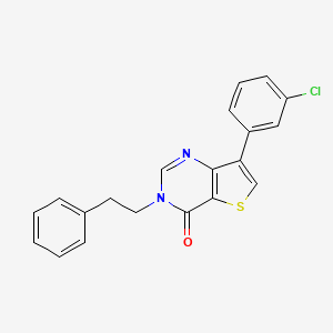 molecular formula C20H15ClN2OS B11206716 7-(3-chlorophenyl)-3-(2-phenylethyl)thieno[3,2-d]pyrimidin-4(3H)-one 