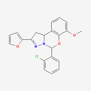 molecular formula C21H17ClN2O3 B11206751 5-(2-Chlorophenyl)-2-(furan-2-yl)-7-methoxy-1,10b-dihydropyrazolo[1,5-c][1,3]benzoxazine 