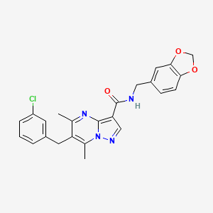 molecular formula C24H21ClN4O3 B11206793 N-[(2H-1,3-Benzodioxol-5-yl)methyl]-6-[(3-chlorophenyl)methyl]-5,7-dimethylpyrazolo[1,5-a]pyrimidine-3-carboxamide CAS No. 6802-17-1