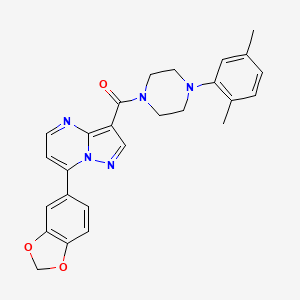 [7-(1,3-Benzodioxol-5-yl)pyrazolo[1,5-a]pyrimidin-3-yl][4-(2,5-dimethylphenyl)piperazin-1-yl]methanone