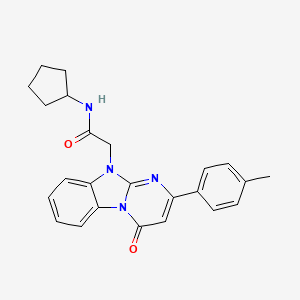 molecular formula C24H24N4O2 B11206863 N-cyclopentyl-2-[2-(4-methylphenyl)-4-oxopyrimido[1,2-a]benzimidazol-10(4H)-yl]acetamide 