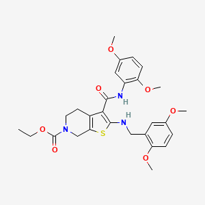 molecular formula C28H33N3O7S B11206901 ethyl 2-[(2,5-dimethoxybenzyl)amino]-3-[(2,5-dimethoxyphenyl)carbamoyl]-4,7-dihydrothieno[2,3-c]pyridine-6(5H)-carboxylate 