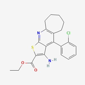 molecular formula C21H21ClN2O2S B11206905 ethyl 3-amino-4-(2-chlorophenyl)-6,7,8,9-tetrahydro-5H-cyclohepta[b]thieno[3,2-e]pyridine-2-carboxylate 