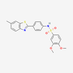 3,4-dimethoxy-N-[4-(6-methyl-1,3-benzothiazol-2-yl)phenyl]benzene-1-sulfonamide