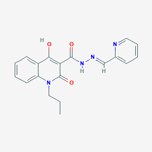 molecular formula C19H18N4O3 B11206945 4-HO-2-Oxo-1-PR-N'-(2-pyridinylmethylene)-1,2-dihydro-3-quinolinecarbohydrazide 