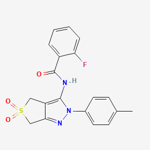 2-fluoro-N-[2-(4-methylphenyl)-5,5-dioxido-2,6-dihydro-4H-thieno[3,4-c]pyrazol-3-yl]benzamide