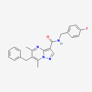 molecular formula C23H21FN4O B11206956 6-benzyl-N-[(4-fluorophenyl)methyl]-5,7-dimethylpyrazolo[1,5-a]pyrimidine-3-carboxamide CAS No. 688763-12-4