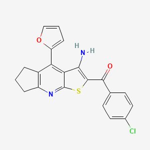 molecular formula C21H15ClN2O2S B11206962 [3-amino-4-(2-furyl)-6,7-dihydro-5H-cyclopenta[b]thieno[3,2-e]pyridin-2-yl](4-chlorophenyl)methanone 