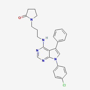 molecular formula C25H24ClN5O B11207000 1-(3-{[7-(4-chlorophenyl)-5-phenyl-7H-pyrrolo[2,3-d]pyrimidin-4-yl]amino}propyl)pyrrolidin-2-one 