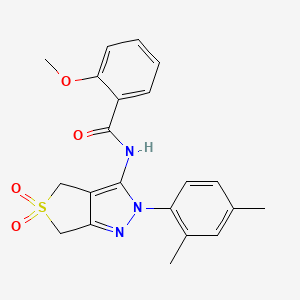 molecular formula C21H21N3O4S B11207098 N-(2-(2,4-dimethylphenyl)-5,5-dioxido-4,6-dihydro-2H-thieno[3,4-c]pyrazol-3-yl)-2-methoxybenzamide 