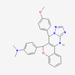 molecular formula C27H25N5O2 B11207110 4-[7-(4-methoxyphenyl)-7,11-dihydro-6H-chromeno[4,3-d][1,2,4]triazolo[1,5-a]pyrimidin-6-yl]-N,N-dimethylaniline 