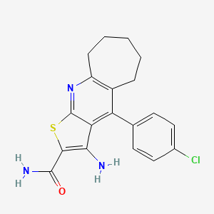 3-amino-4-(4-chlorophenyl)-6,7,8,9-tetrahydro-5H-cyclohepta[b]thieno[3,2-e]pyridine-2-carboxamide