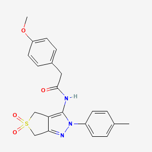 molecular formula C21H21N3O4S B11207132 N-(5,5-dioxido-2-(p-tolyl)-4,6-dihydro-2H-thieno[3,4-c]pyrazol-3-yl)-2-(4-methoxyphenyl)acetamide 