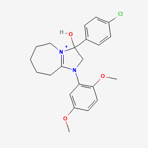 molecular formula C22H26ClN2O3+ B11207145 3-(4-chlorophenyl)-1-(2,5-dimethoxyphenyl)-3-hydroxy-2,5,6,7,8,9-hexahydro-3H-imidazo[1,2-a]azepin-1-ium 