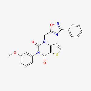 molecular formula C22H16N4O4S B11207146 3-(3-methoxyphenyl)-1-[(3-phenyl-1,2,4-oxadiazol-5-yl)methyl]-1H,2H,3H,4H-thieno[3,2-d]pyrimidine-2,4-dione 