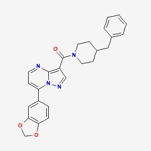 molecular formula C26H24N4O3 B11207187 [7-(1,3-Benzodioxol-5-yl)pyrazolo[1,5-a]pyrimidin-3-yl](4-benzylpiperidin-1-yl)methanone 