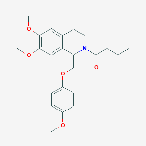 molecular formula C23H29NO5 B11207214 1-(6,7-dimethoxy-1-((4-methoxyphenoxy)methyl)-3,4-dihydroisoquinolin-2(1H)-yl)butan-1-one 