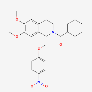 cyclohexyl(6,7-dimethoxy-1-((4-nitrophenoxy)methyl)-3,4-dihydroisoquinolin-2(1H)-yl)methanone