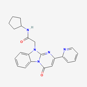 molecular formula C22H21N5O2 B11207242 N-cyclopentyl-2-[4-oxo-2-(pyridin-2-yl)pyrimido[1,2-a]benzimidazol-10(4H)-yl]acetamide 