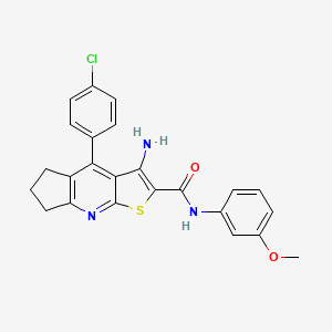 molecular formula C24H20ClN3O2S B11207249 3-amino-4-(4-chlorophenyl)-N-(3-methoxyphenyl)-6,7-dihydro-5H-cyclopenta[b]thieno[3,2-e]pyridine-2-carboxamide 