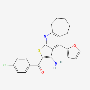 molecular formula C23H19ClN2O2S B11207297 [3-amino-4-(2-furyl)-6,7,8,9-tetrahydro-5H-cyclohepta[b]thieno[3,2-e]pyridin-2-yl](4-chlorophenyl)methanone 