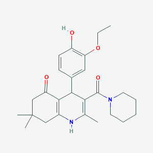 molecular formula C26H34N2O4 B11207302 4-(3-ethoxy-4-hydroxyphenyl)-2,7,7-trimethyl-3-(piperidin-1-ylcarbonyl)-4,6,7,8-tetrahydroquinolin-5(1H)-one 