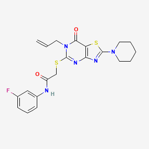 N-(3-fluorophenyl)-2-{[7-oxo-2-(piperidin-1-yl)-6-(prop-2-en-1-yl)-6,7-dihydro[1,3]thiazolo[4,5-d]pyrimidin-5-yl]sulfanyl}acetamide