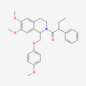 molecular formula C29H33NO5 B11207367 1-(6,7-dimethoxy-1-((4-methoxyphenoxy)methyl)-3,4-dihydroisoquinolin-2(1H)-yl)-2-phenylbutan-1-one 