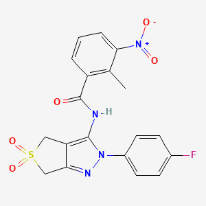 molecular formula C19H15FN4O5S B11207375 N-(2-(4-fluorophenyl)-5,5-dioxido-4,6-dihydro-2H-thieno[3,4-c]pyrazol-3-yl)-2-methyl-3-nitrobenzamide 