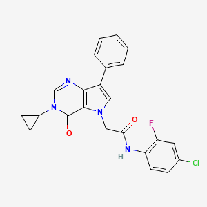 molecular formula C23H18ClFN4O2 B11207383 N-(4-chloro-2-fluorophenyl)-2-(3-cyclopropyl-4-oxo-7-phenyl-3,4-dihydro-5H-pyrrolo[3,2-d]pyrimidin-5-yl)acetamide 