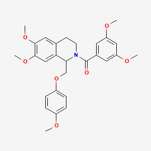 molecular formula C28H31NO7 B11207401 (6,7-dimethoxy-1-((4-methoxyphenoxy)methyl)-3,4-dihydroisoquinolin-2(1H)-yl)(3,5-dimethoxyphenyl)methanone 