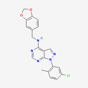 molecular formula C20H16ClN5O2 B11207409 N-(1,3-benzodioxol-5-ylmethyl)-1-(5-chloro-2-methylphenyl)-1H-pyrazolo[3,4-d]pyrimidin-4-amine 