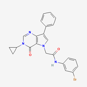 molecular formula C23H19BrN4O2 B11207431 N-(3-bromophenyl)-2-(3-cyclopropyl-4-oxo-7-phenyl-3,4-dihydro-5H-pyrrolo[3,2-d]pyrimidin-5-yl)acetamide 