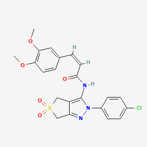 (2Z)-N-[2-(4-chlorophenyl)-5,5-dioxido-2,6-dihydro-4H-thieno[3,4-c]pyrazol-3-yl]-3-(3,4-dimethoxyphenyl)acrylamide