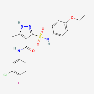 molecular formula C19H18ClFN4O4S B11207484 N-(3-chloro-4-fluorophenyl)-5-[(4-ethoxyphenyl)sulfamoyl]-3-methyl-1H-pyrazole-4-carboxamide 