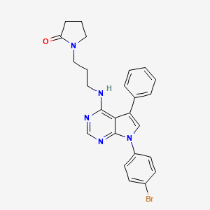 molecular formula C25H24BrN5O B11207492 1-(3-{[7-(4-bromophenyl)-5-phenyl-7H-pyrrolo[2,3-d]pyrimidin-4-yl]amino}propyl)pyrrolidin-2-one 