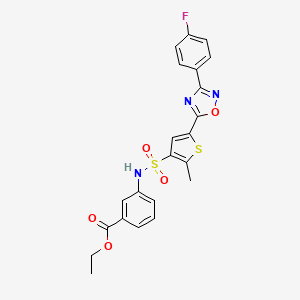 Ethyl 3-{5-[3-(4-fluorophenyl)-1,2,4-oxadiazol-5-YL]-2-methylthiophene-3-sulfonamido}benzoate