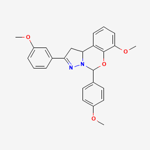 molecular formula C25H24N2O4 B11207518 7-Methoxy-2-(3-methoxyphenyl)-5-(4-methoxyphenyl)-1,10b-dihydropyrazolo[1,5-c][1,3]benzoxazine 